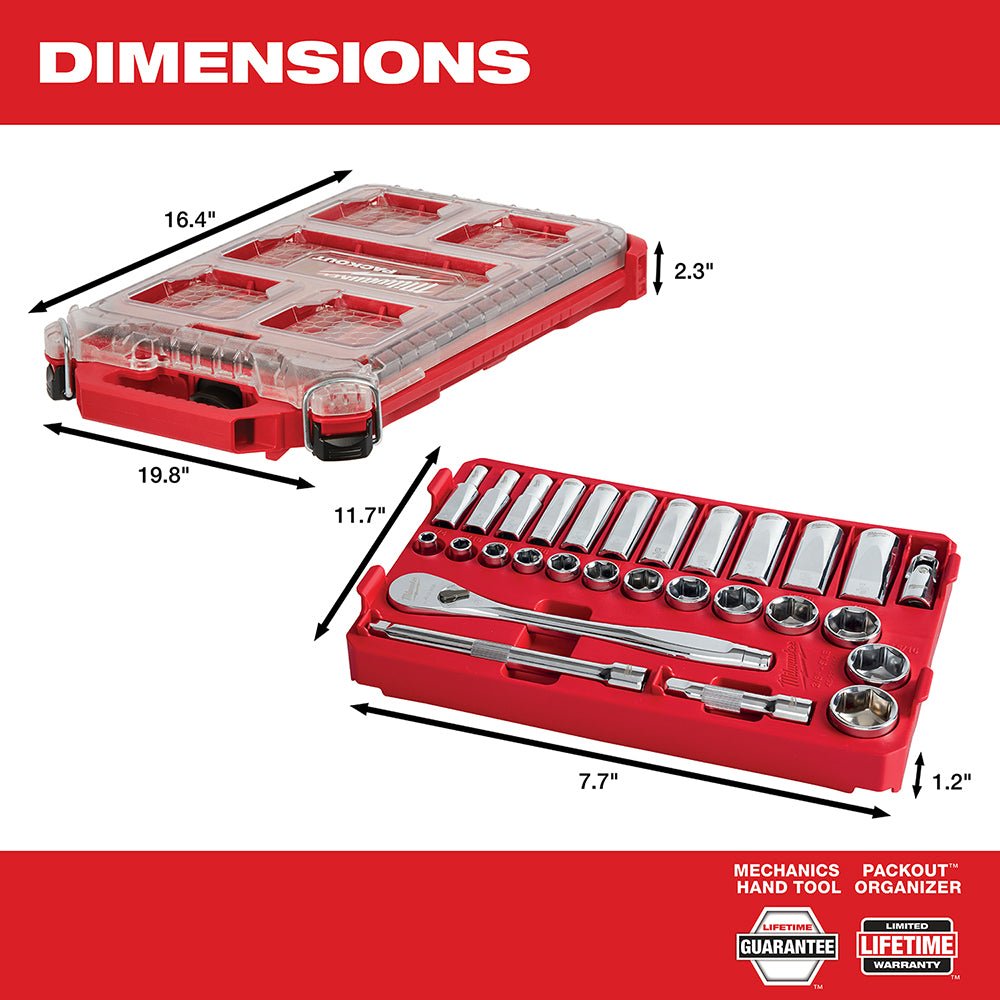 Milwaukee 48-22-9481 3/8” Ratchet SAE Mechanics Tool Set w/ Packout Case - 28pc - Image 4