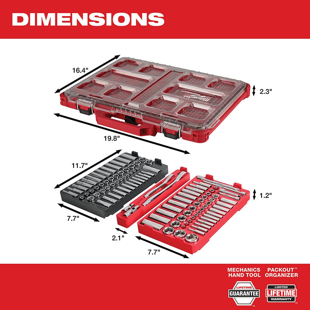 Milwaukee 48-22-9486 1/4"-3/8” Ratchet Socket Set w/ PACKOUT Case - 106pc - Image 4