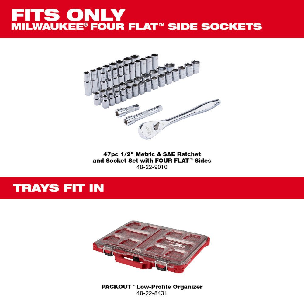 Milwaukee 48-22-9487T 47 PC 1/2" Drive SAE/Metric Ratchet/Sockets PACKOUT Trays - Image 3