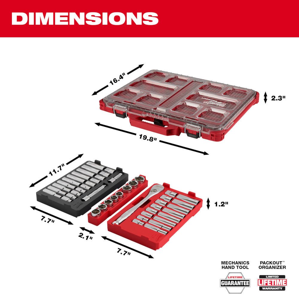 Milwaukee 48-22-9487T 47 PC 1/2" Drive SAE/Metric Ratchet/Sockets PACKOUT Trays - Image 4