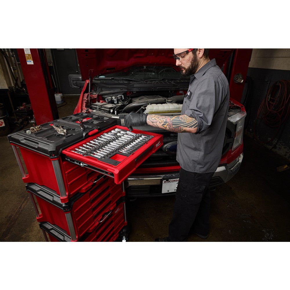 Milwaukee 48-22-9491 Metric/SAE Ratchet/Socket Set w/ PACKOUT Drawers -242PC - Image 9