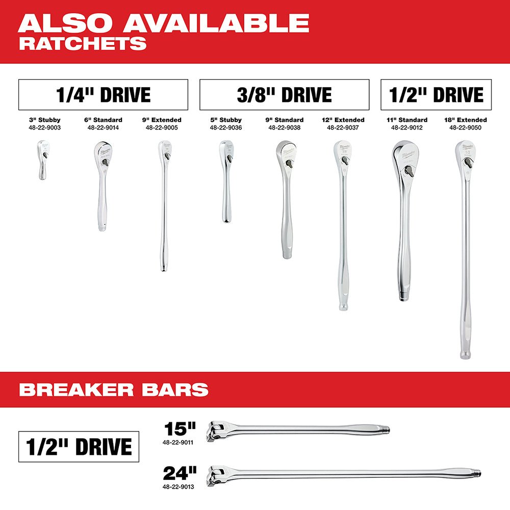 Milwaukee 48-22-9508 3/8-Inch Drive Durable Metric Ratchet and Socket Set - 32pc - Image 11
