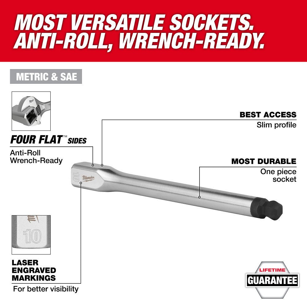 Milwaukee 48-22-9549 3/8" Drive Long Ball End Hex Bit Socket Set - SAE - 8 PC - Image 3