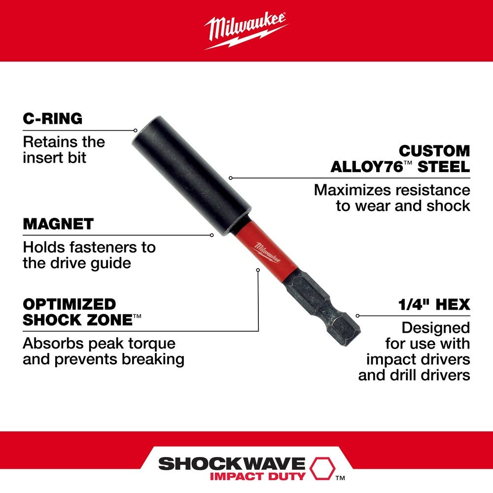 Milwaukee 48-32-4511 6-Inch Length Shockwave Magnetic Bit Tip Holder - Image 2