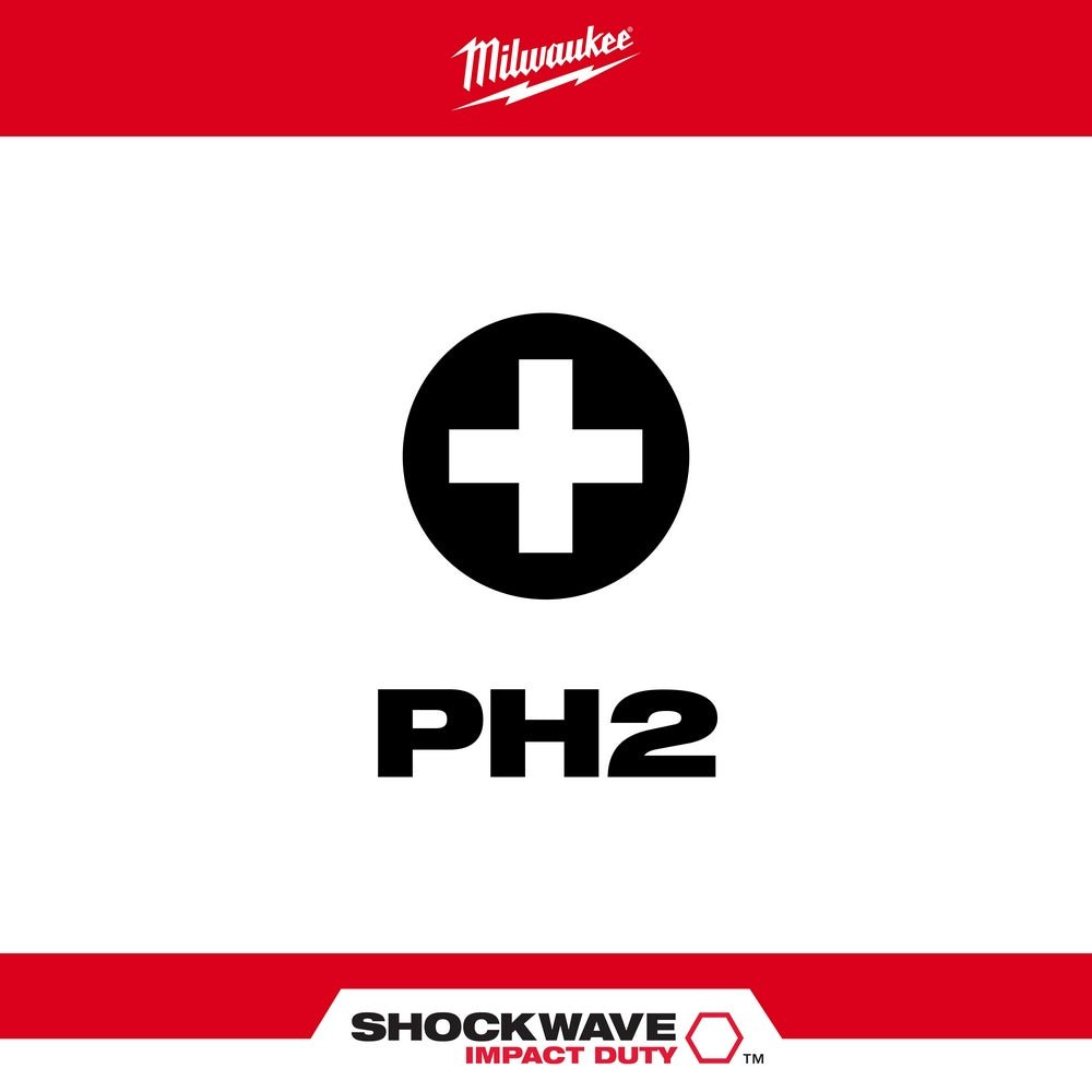 Milwaukee 48-32-5004 2" PH2 SHOCKWAVE Impact Phillips Bits - 15 PK - Image 2