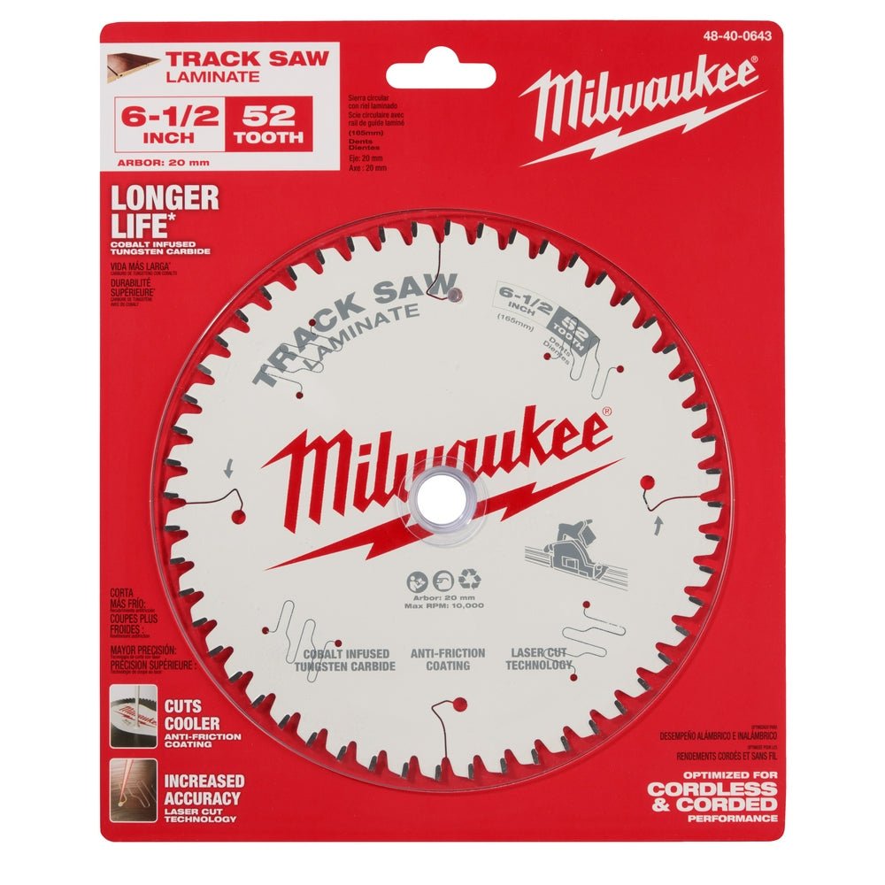 Milwaukee 48-40-0643 6-1/2" 52T Anti Friction Laminate Track Saw Blade - Image 7