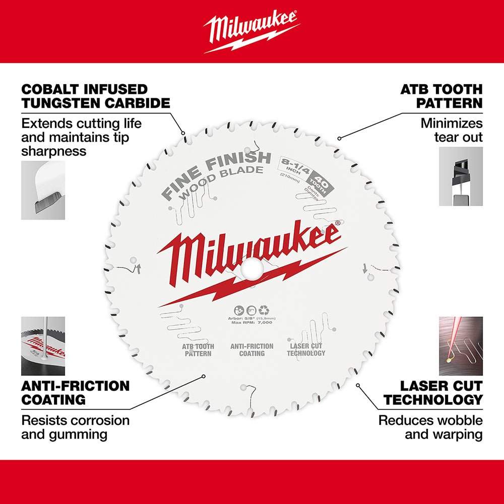 Milwaukee 48-40-0822 8-1/4-Inch 40-Tpi Carbide Fine Finish Circular Saw Blade - Image 4