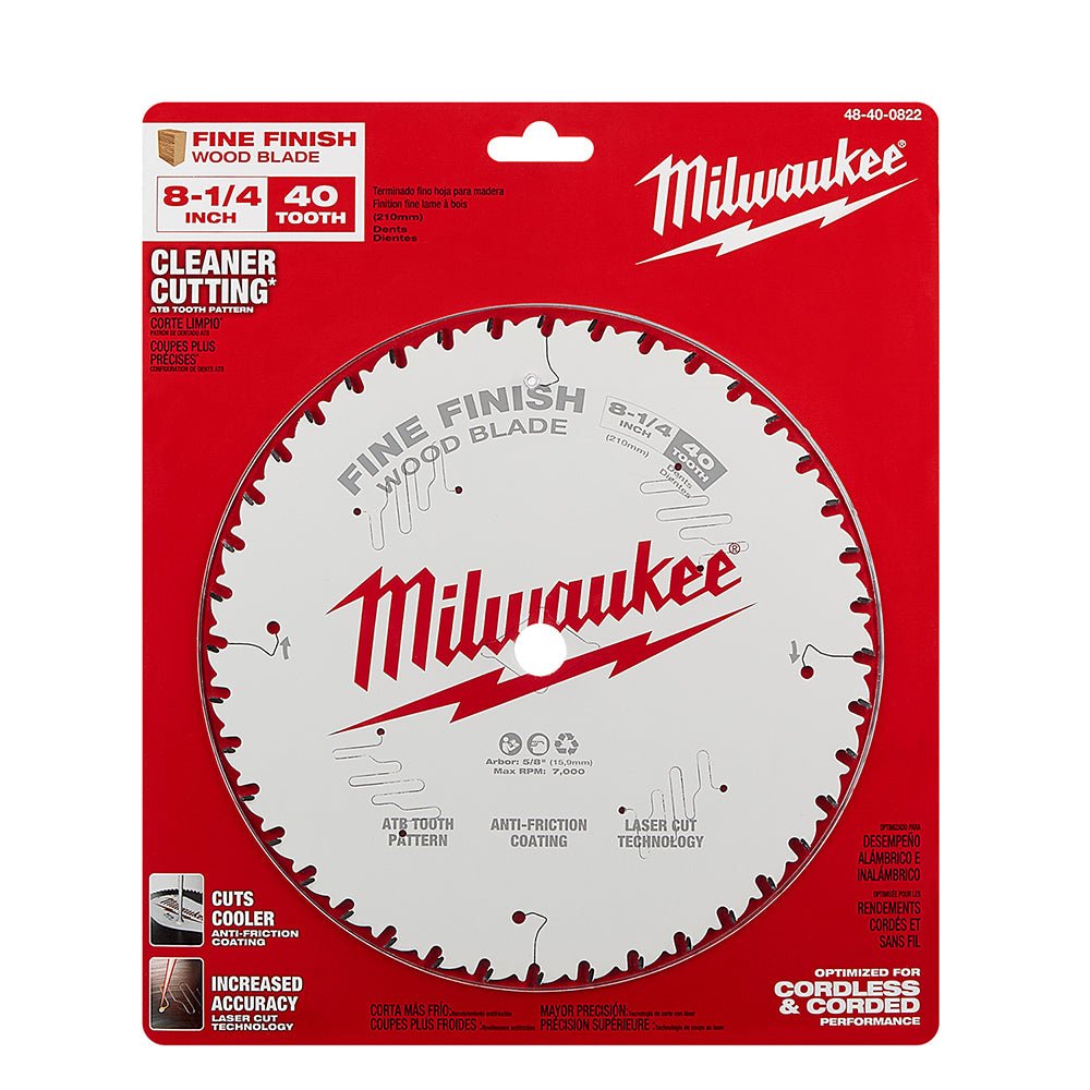 Milwaukee 48-40-0822 8-1/4-Inch 40-Tpi Carbide Fine Finish Circular Saw Blade - Image 6