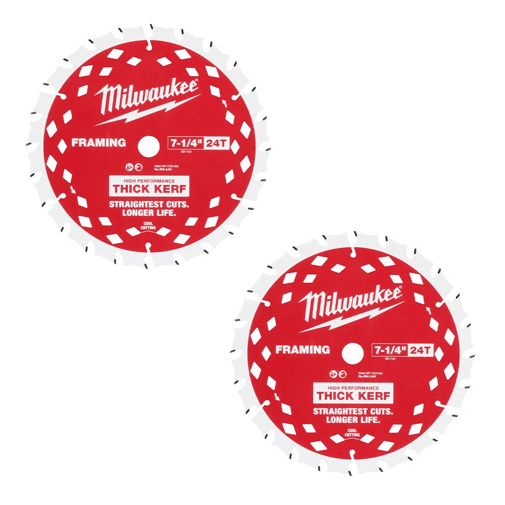 Milwaukee 48-40-2740x2 7-1/4" 24T Thick Kerf Framing Circular Saw Blade - 50 PK