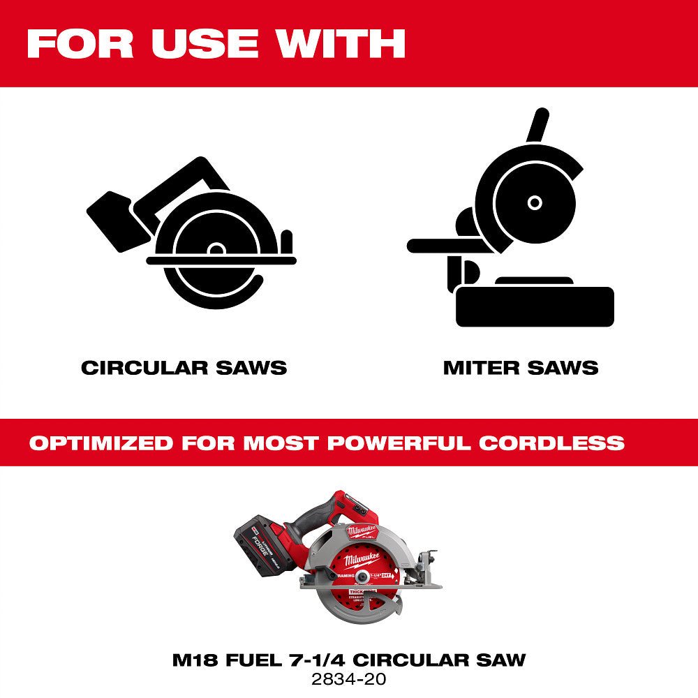 Milwaukee 48-40-2740x2 7-1/4" 24T Thick Kerf Framing Circular Saw Blade - 50 PK - Image 6