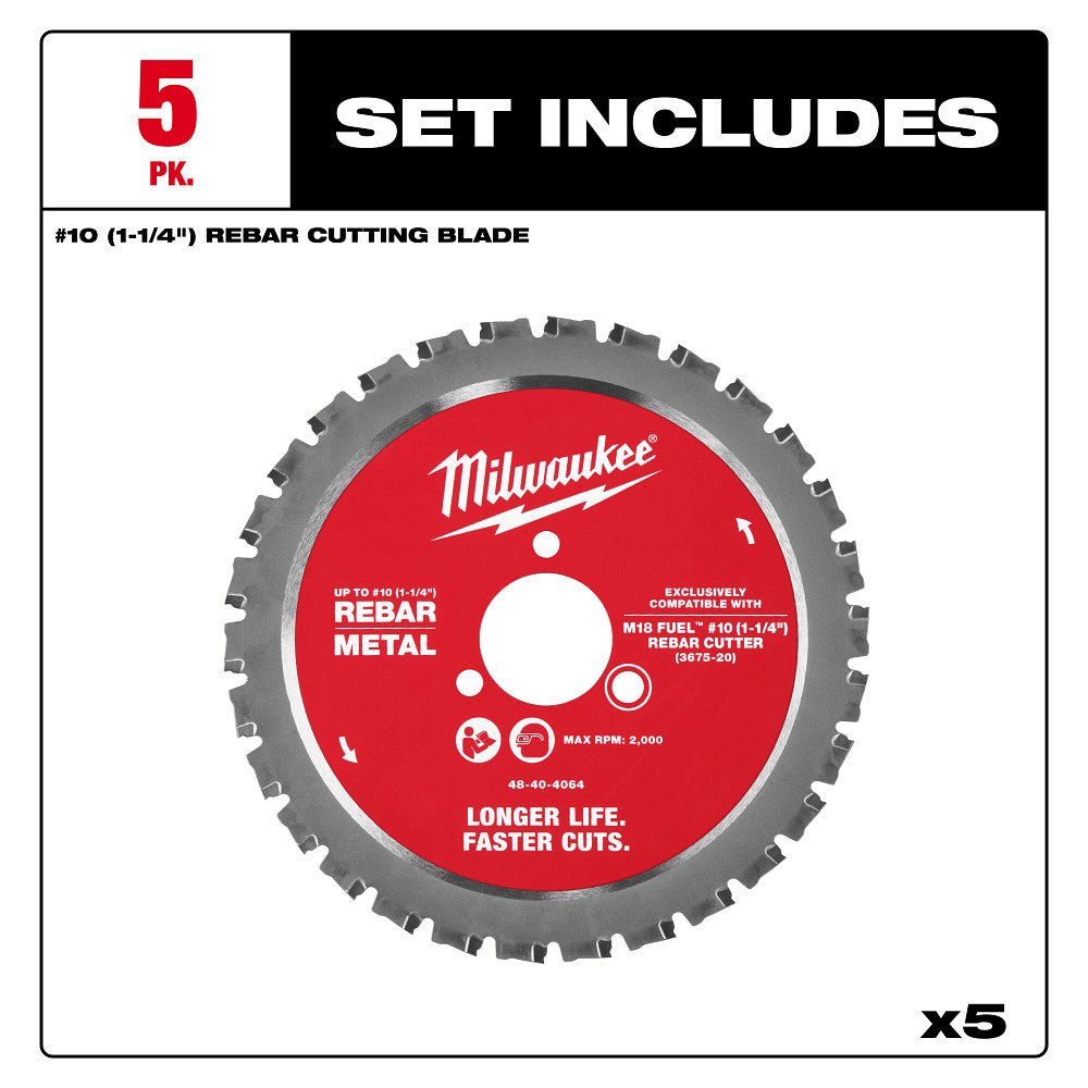 Milwaukee 48-40-4065 #10 1-1/4" Rebar Cutting Blade - 5 PK - Image 3