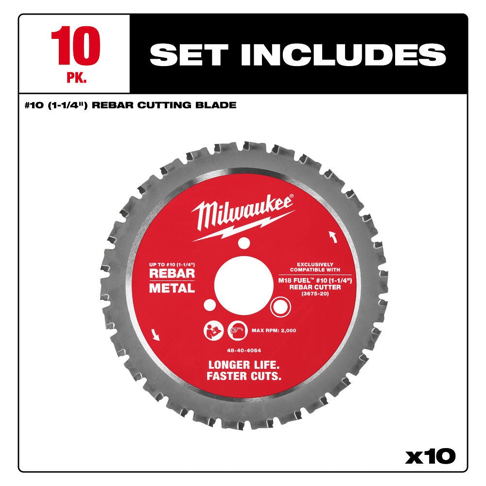 Milwaukee 48-40-4068 #10 1-1/4" Rebar Cutting Blade - 10 PK - Image 3
