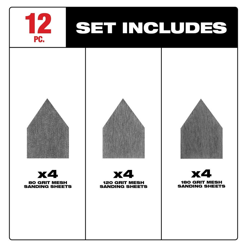Milwaukee 48-80-5405 80/120/180 Grit Sheets for M12 Orbital Sander - 12 PK - Image 2