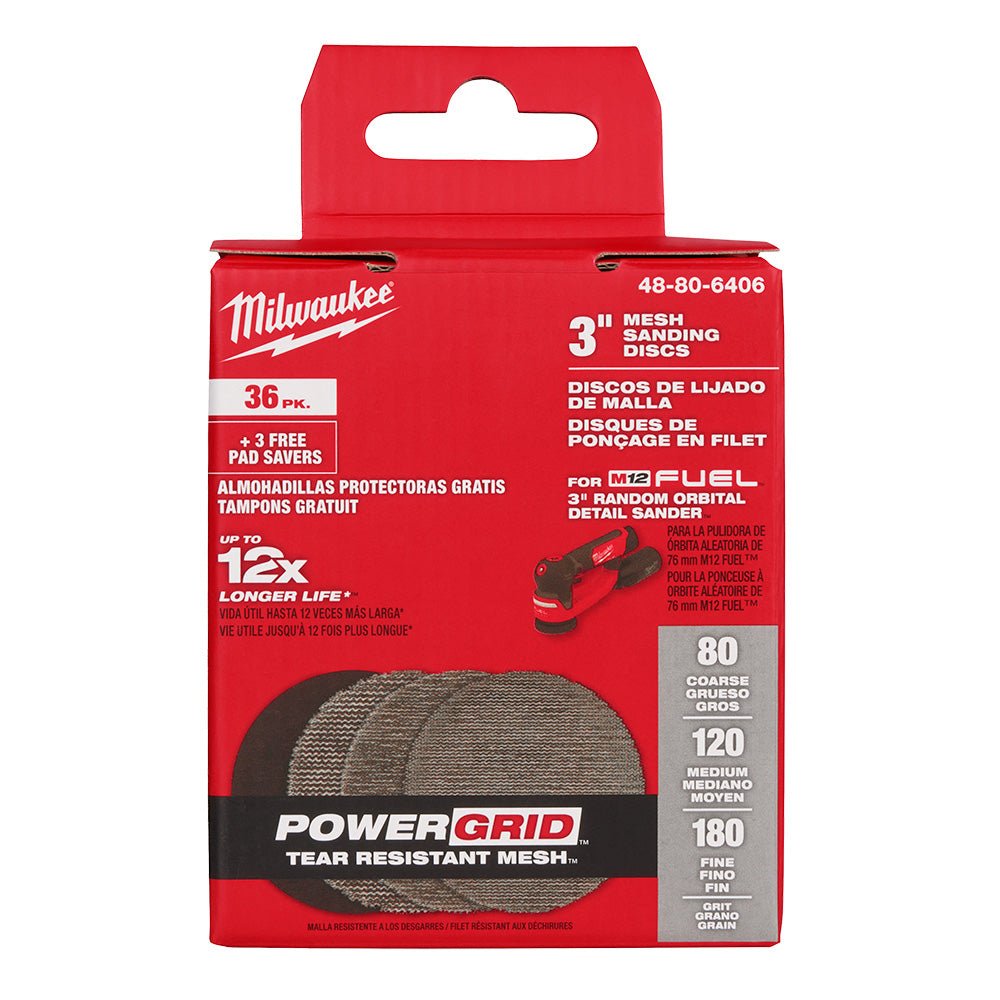 Milwaukee 48-80-6406 3" Assorted 80, 120, 180 Grit Mesh Sanding Discs – 36 pk - Image 5