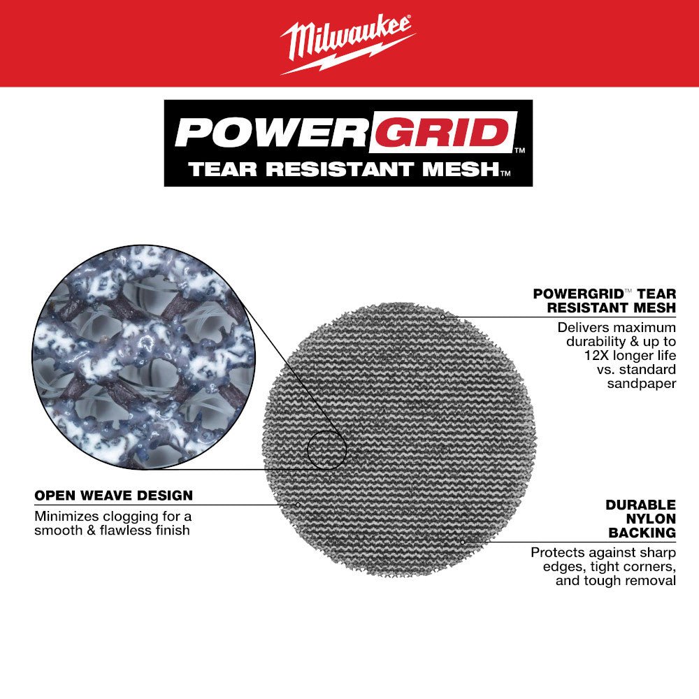 Milwaukee 48-80-6406 3" Assorted 80, 120, 180 Grit Mesh Sanding Discs – 36 pk - Image 10