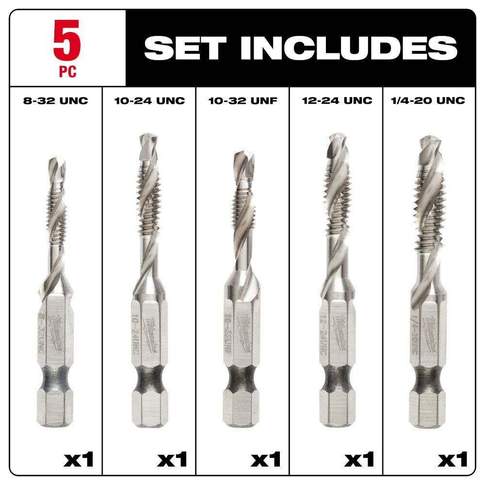 Milwaukee 48-89-4874 SAE SHOCKWAVE Impact Drill and Tap Bit Set - 5 PC - Image 3