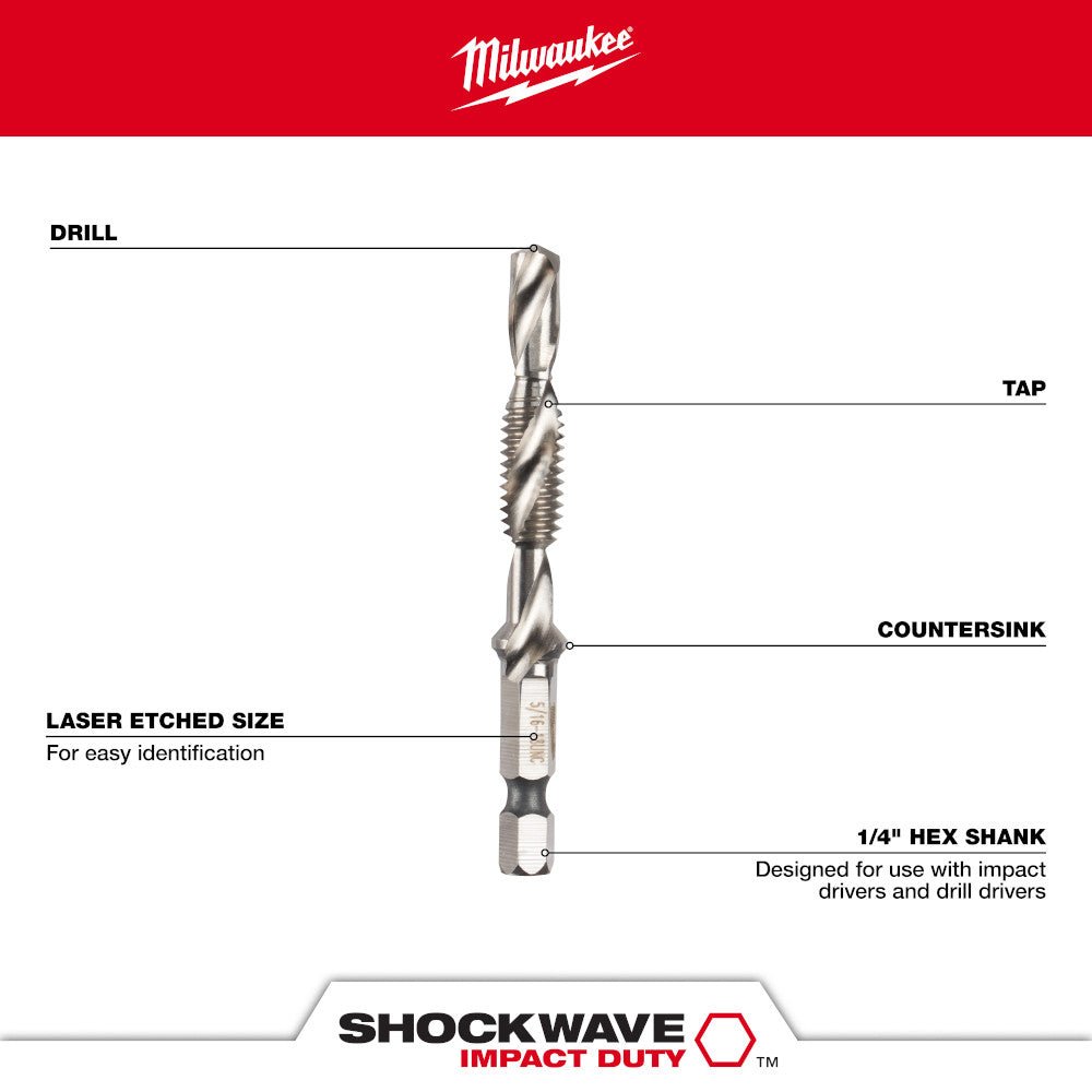 Milwaukee 48-89-4874 SAE SHOCKWAVE Impact Drill and Tap Bit Set - 5 PC - Image 4