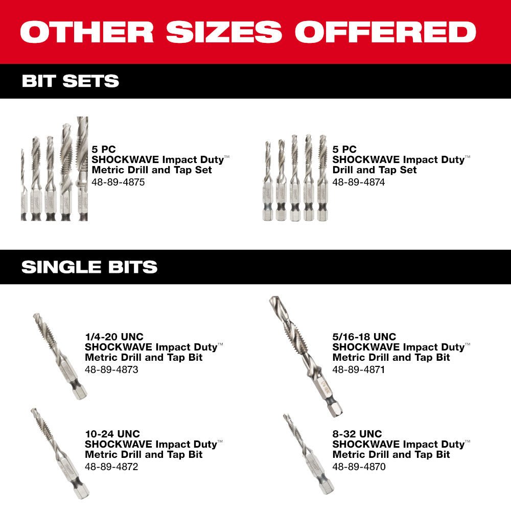 Milwaukee 48-89-4874 SAE SHOCKWAVE Impact Drill and Tap Bit Set - 5 PC - Image 6