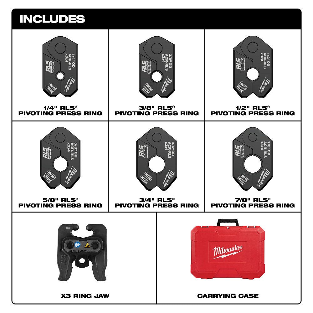 Milwaukee 49-16-2461RX 1/4"–7/8" RLS Pivoting Press Ring Kit for M12 Press Tool - Image 3