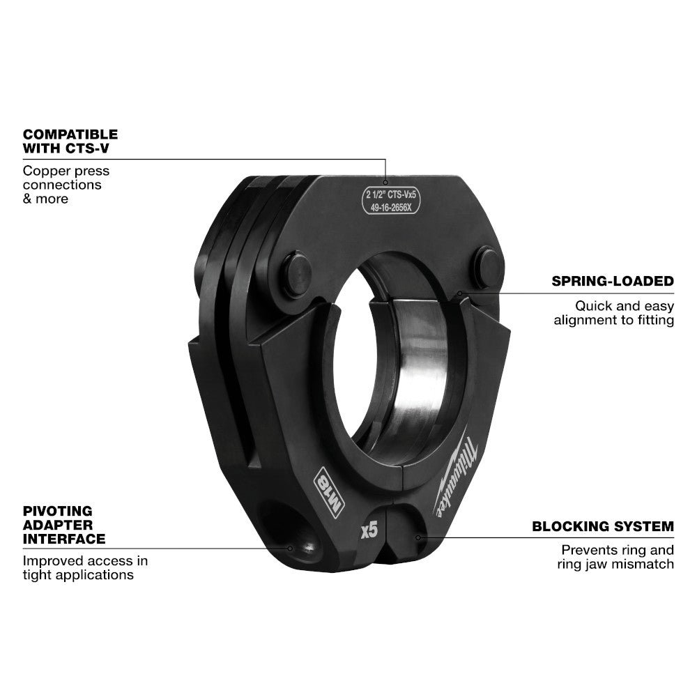 Milwaukee 49-16-2690X 2-1/2"-4" CTS-V Pivoting Press Ring Kit M18 FORCE LOGIC - Image 12