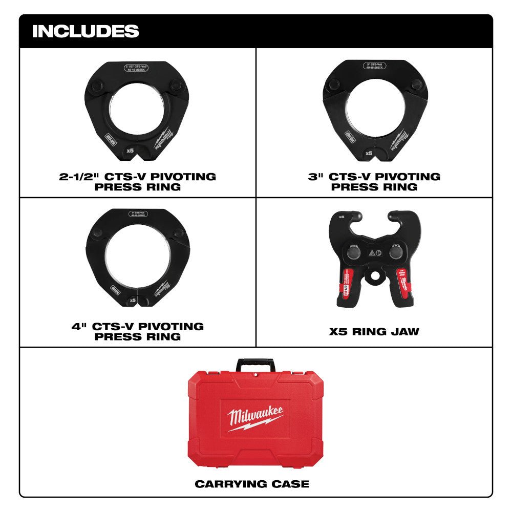 Milwaukee 49-16-2690X 2-1/2"-4" CTS-V Pivoting Press Ring Kit M18 FORCE LOGIC - Image 2