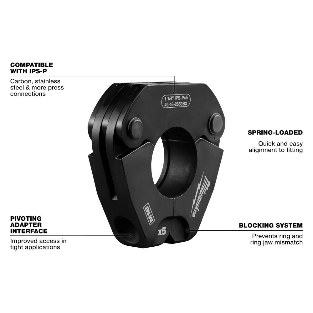Milwaukee 49-16-2697X 1/2"-2" IPS-P Pivoting Press Ring Kit for M18 FORCE LOGIC - Image 13
