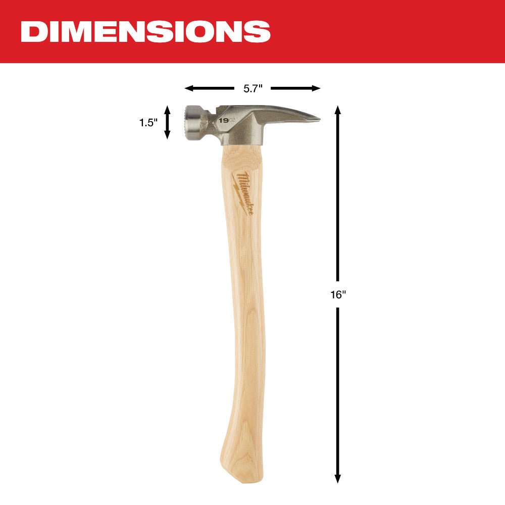 Milwaukee 48-22-9419 19oz Framing Hammer w/ 15" Pry Bar - Image 3