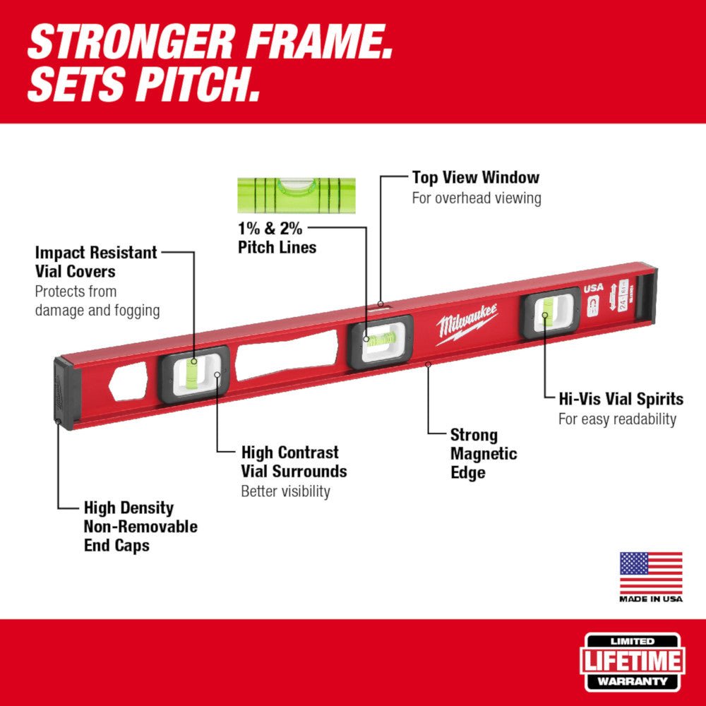 Milwaukee MLIBM48 48" Magnetic I-Beam Level / Billet Torpedo Level - Image 2