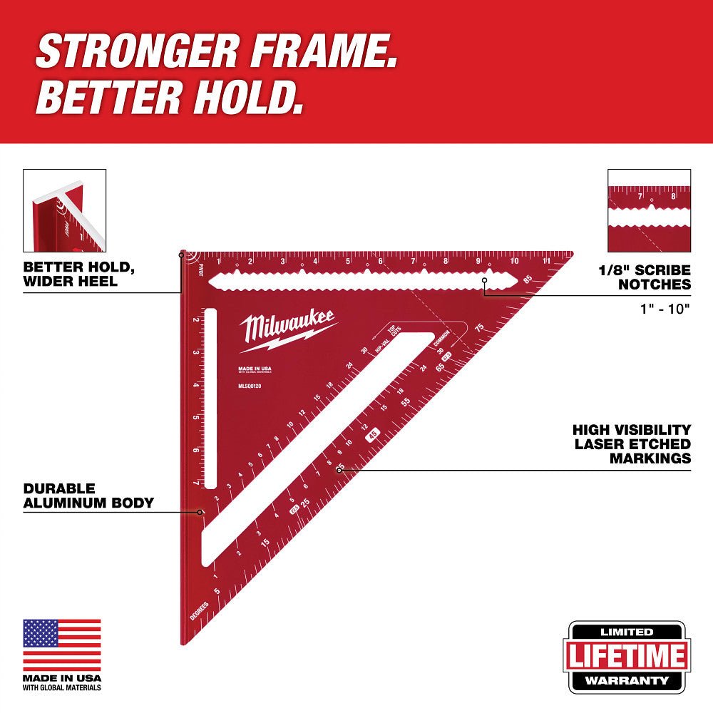Milwaukee MLSQ0120 12" Rafter Square w/ High Precision Layout - Image 2
