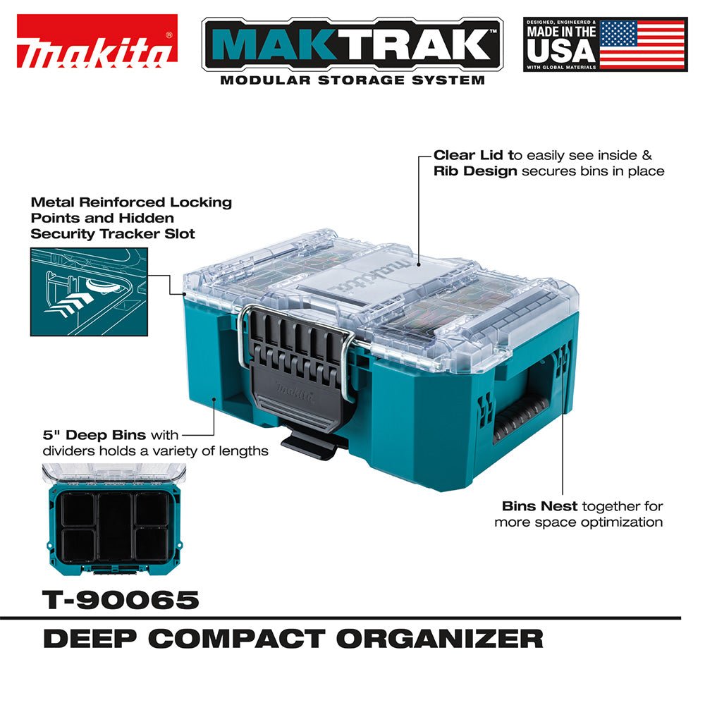 Makita T-90065 MAKTRAK Deep Compact Organizer w/ 5 Organizer Bins - Image 3