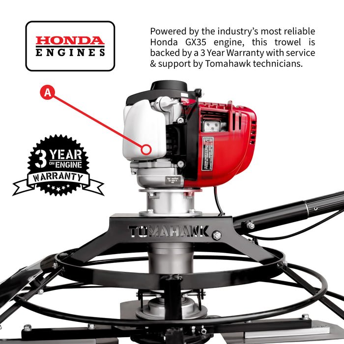 Tomahawk Power JXPT30H 30" Honda Porta Trowel w/ GX35, 18ft Bull Float Handle - Image 3