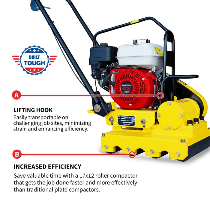 Tomahawk Power TPR76H 5.5 HP Honda 17x12" Paver Roller Compactor - Image 4