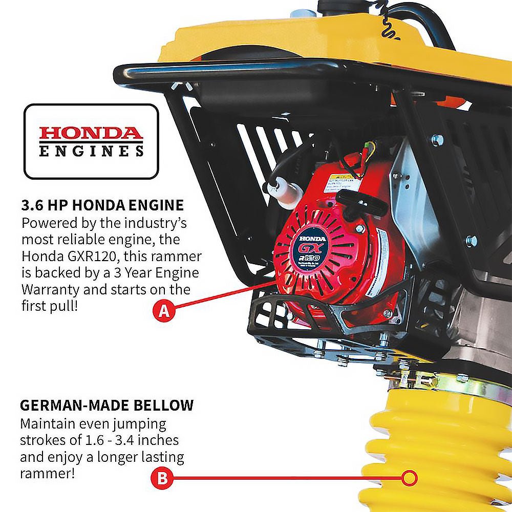 Tomahawk Power TR68H 3.6 HP GXR120 Honda Vibratory Rammer Jumping Jack Tamper - Image 7