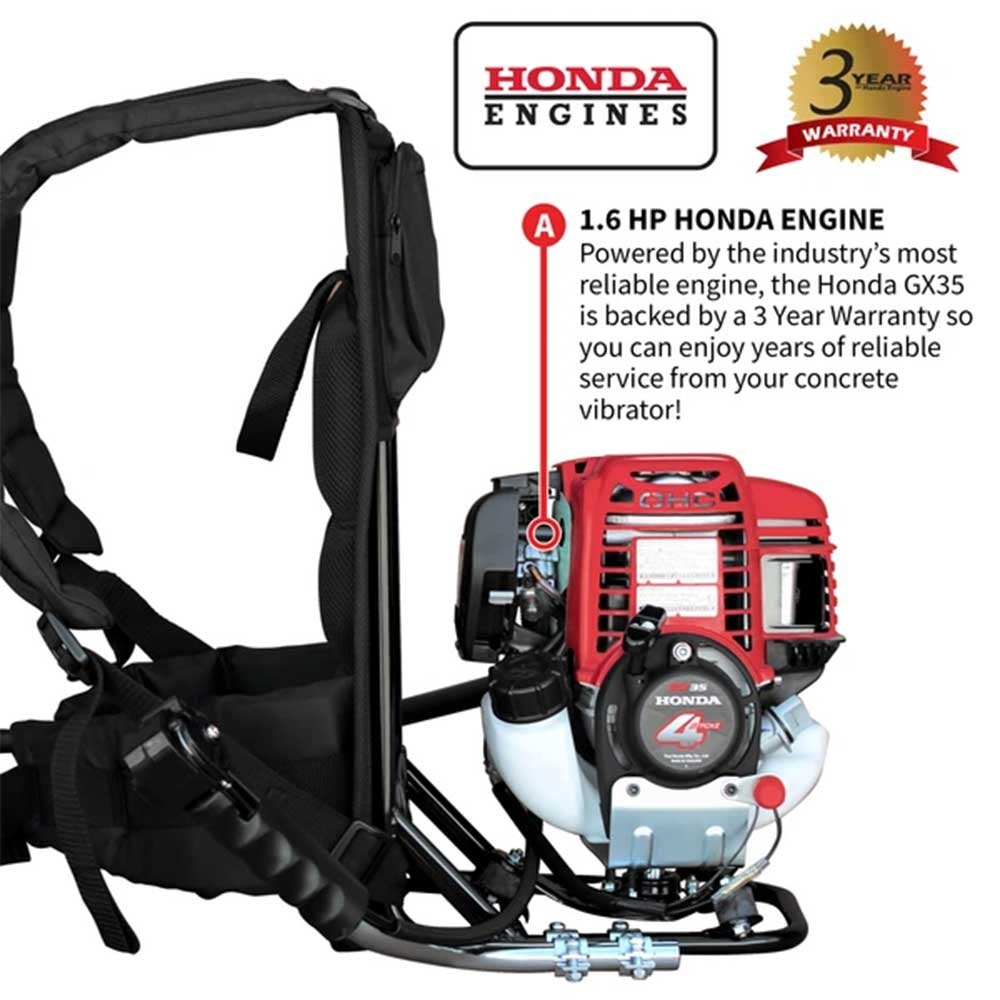 Tomahawk Power TVIBH+TVW10-P 1.6 HP Honda Concrete Vibrator w/ 10' Whip Backpack - Image 10
