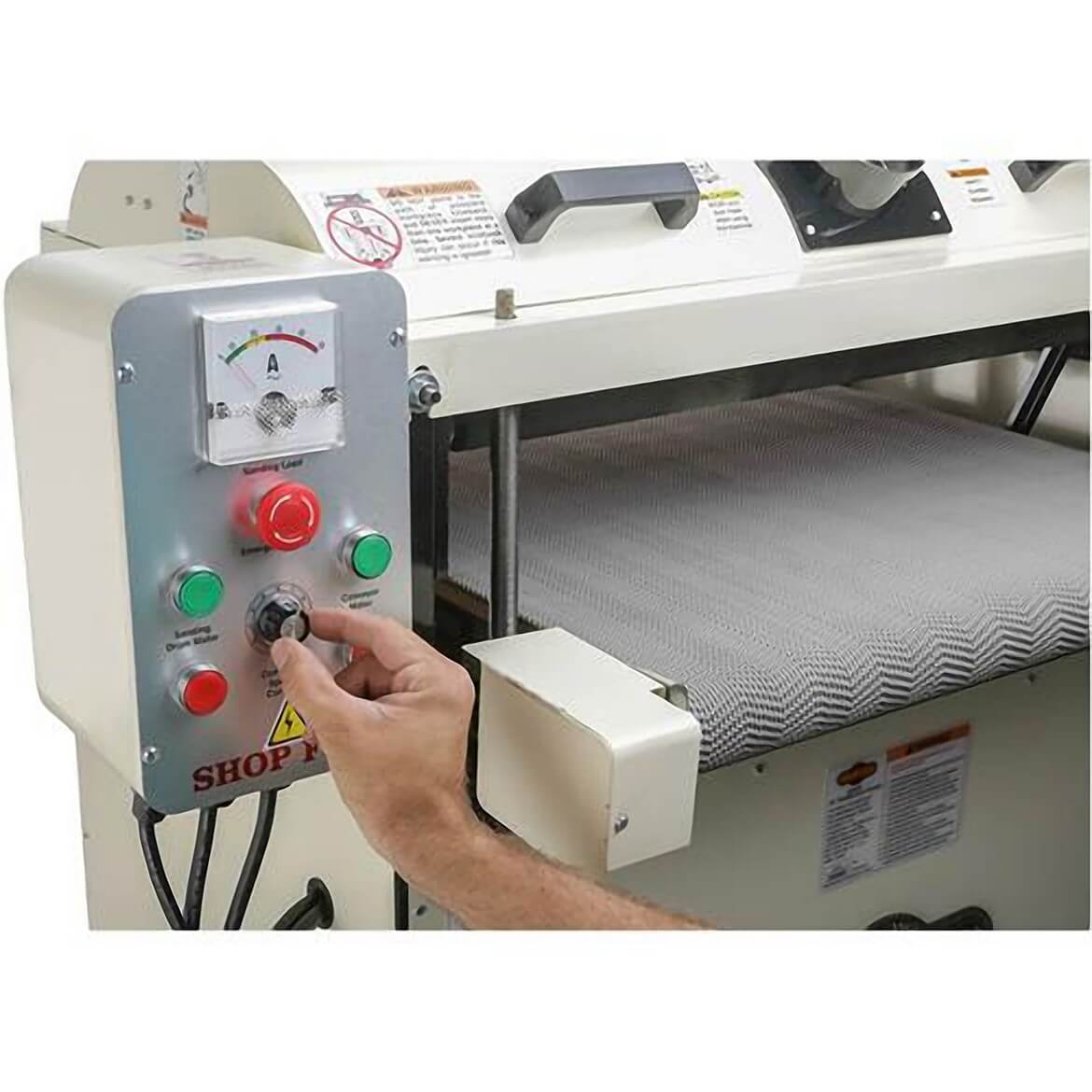 Shop Fox W1678 5 H.P. 26" Dual Drum Sander with Micro-Adjustable Rear Drum - Image 2