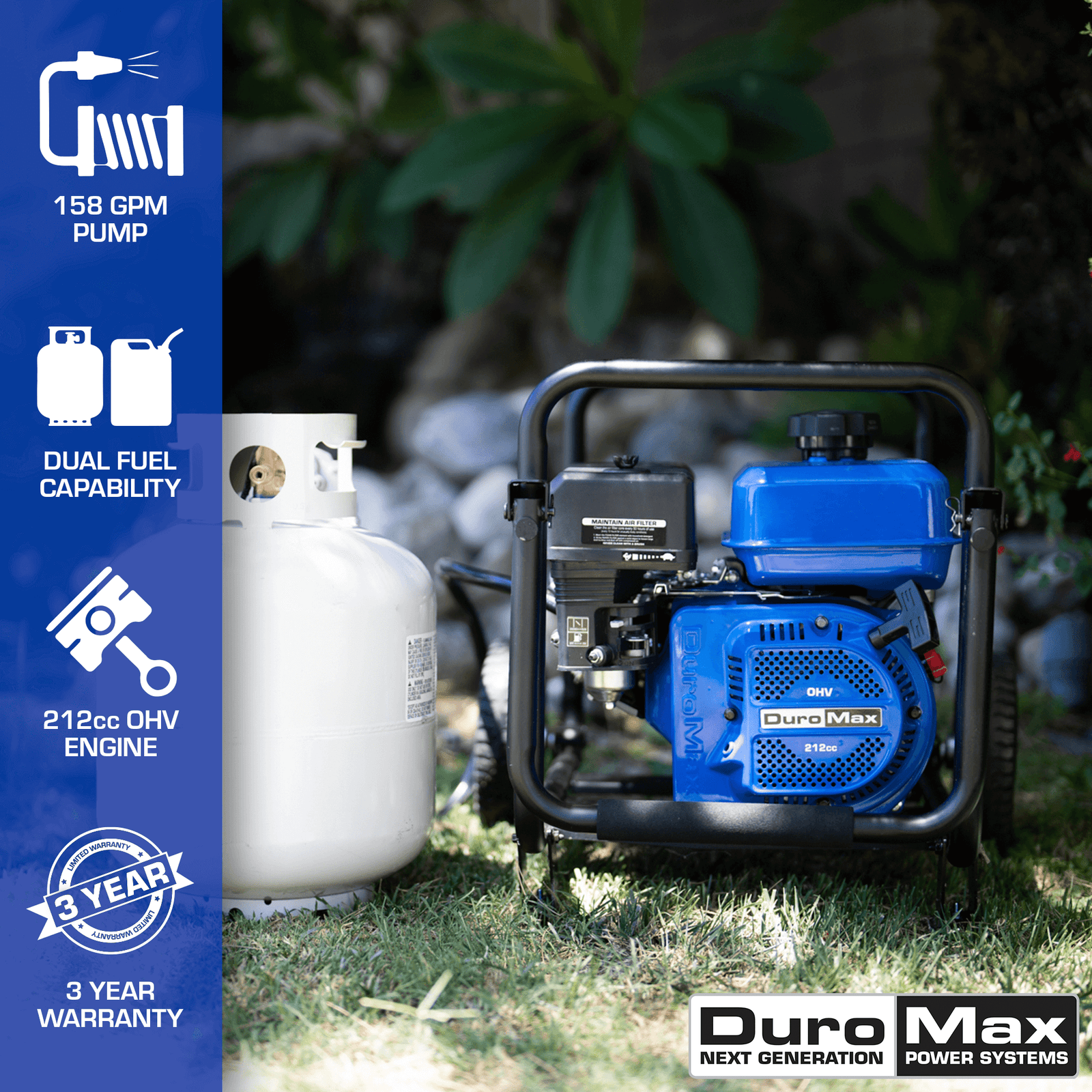 DuroMax XP652WX 158 GPM 2" Dual Fuel Engine Portable Water Pump - Image 2
