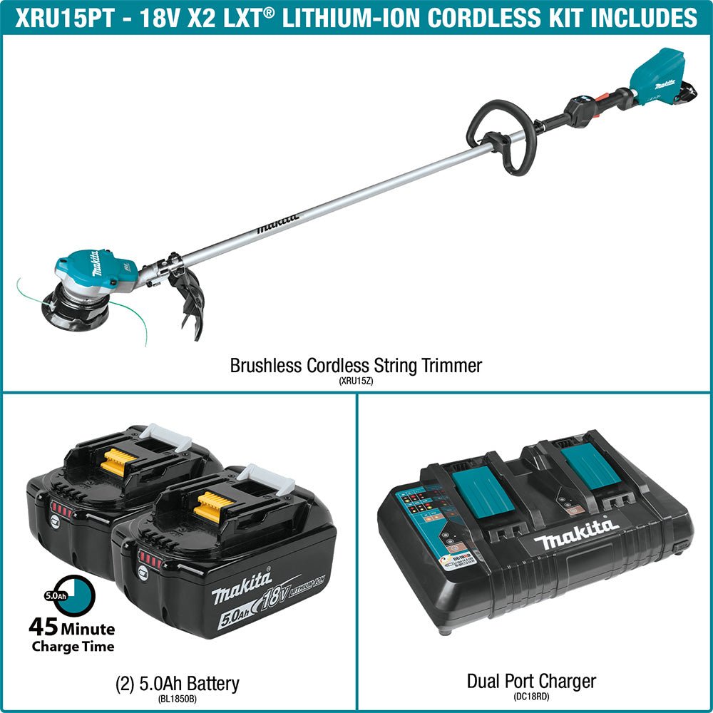 Makita XRU15PT 18V X2 (36V) LXT Lithium-Ion Brushless String Trimmer Kit - Image 6