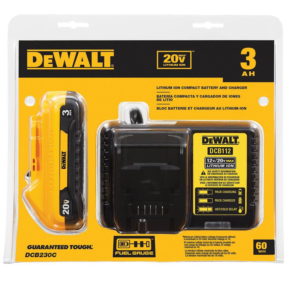 DeWALT DCB230C 20V MAX 3.0Ah Compact Lithium-Ion Charging Starter Kit - Image 2